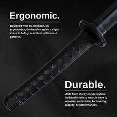 Martial Art Polypropylene Katana Bokken (39&Prime;) with Black Saya Scabbard