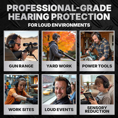 DECIBEL DEFENSE Professional Safety Ear Muffs 37Db NRR – the HIGHEST Rated & MOS
