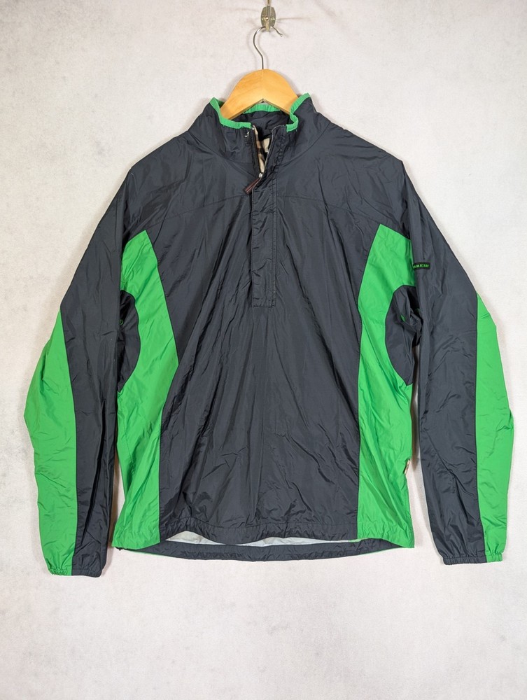 Burberry Golf Pullover Windbreaker Jacket Mens Size S Black Green Quarter Zip