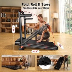 Foldable Walking Pad 16% Incline Treadmill, Max 6.3MPH Electric Running Machine