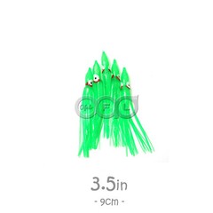 100pcs 3.5&Prime; Green Squid Skirt Hoochies Rock Fishing Lures Trolling Octopus 9cm