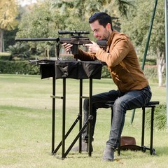 Folding Shooting Bench Seat with Adjustable Table Gun Rest Height Adjustable