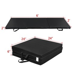 Exercise Floor Mat Tri-Fold 6&prime; x 2&prime; Folding Gymnastics Gym Mat for Yoga Workout