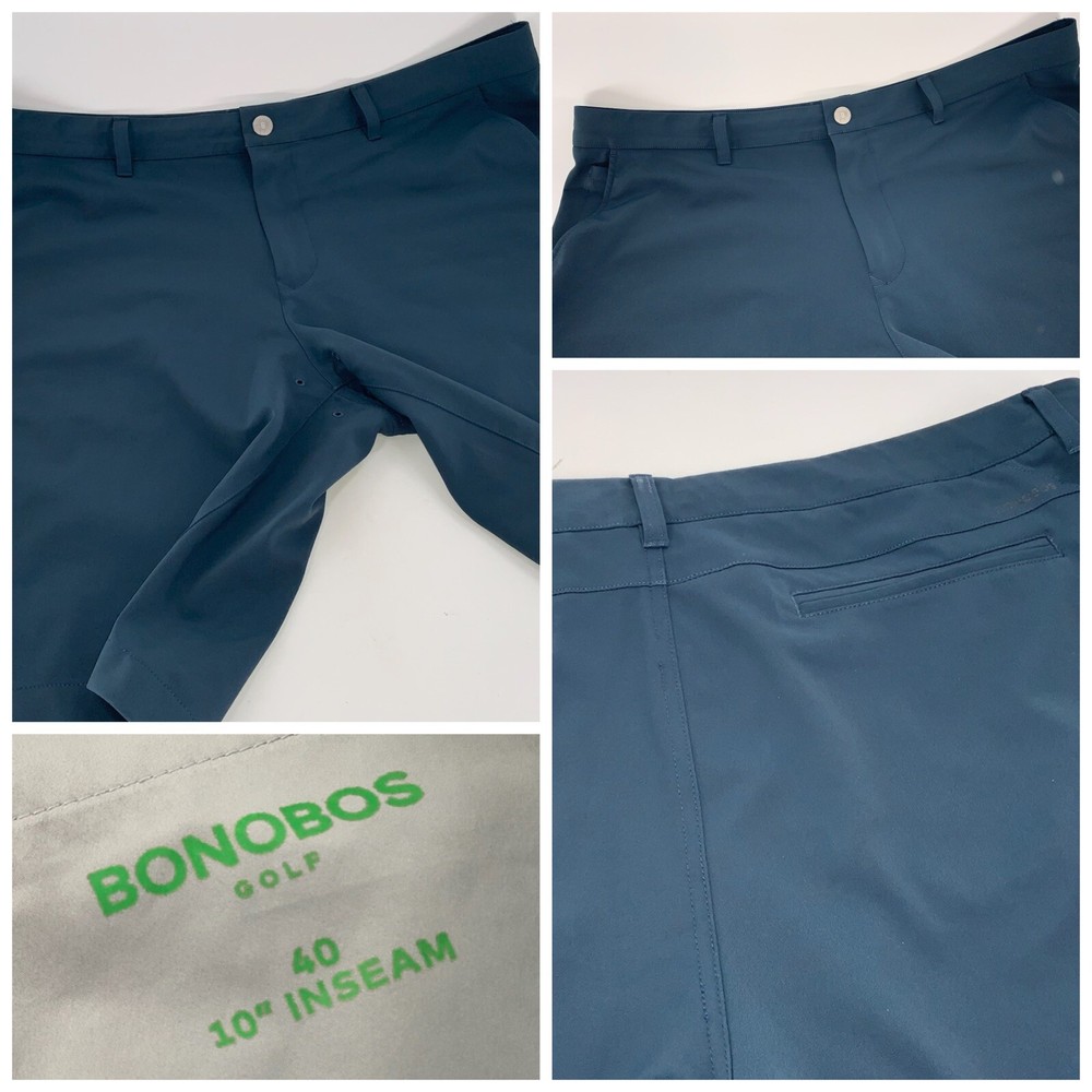 Bonobos Golf Shorts Sz 40 (42 real) Blue Poly Elastane Flat Front YGI D2-309