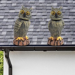 Set of 2 Golden Scarecrow Owl Decor – 10.6 Inch Rotating Head Bird Repells