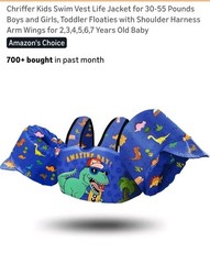 Chriffer Kids Swim Vest Life Jacket for 30-55 Pounds Dinosaur Floaties
