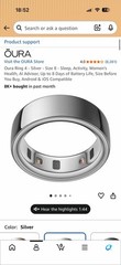 Oura Ring Gen 4, Size 8, Silver