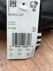 Adidas World Cup Football Shoes 011040 Black White Made In Germany SIze 11