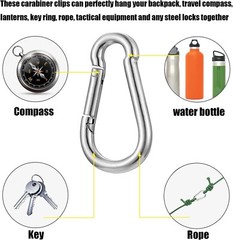 10/50/100 3&Prime; Heavy Duty Carabiner Clips M8 5/16&Prime; Galvanized Steel 500LBS