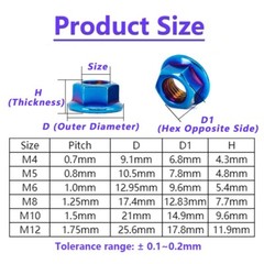 M4 M5 M6 M8 M10 M12 Flange Hex Nuts Stainless Steel, For Motorcycle Bike Locking