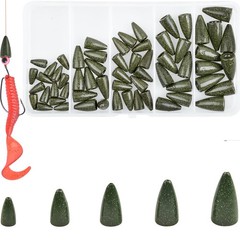 Bullet Fishing Sinkers Varies (3/8oz, 1/4oz, 3/16oz, 1/8oz, 1/16oz), Green