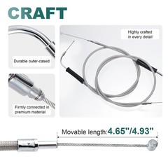 53.8&Prime; Stainless Steel Clear PVC Coated Throttle Idle Cable Set for Harley 200…