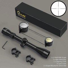 CVLIFE 3-9×40 Rifle Scope Optics R4 Reticle Crosshair Scope + 1&Prime; Tube Ring Mount