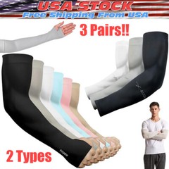 3 Pairs Cooling Arm Sleeves Cover UV Sun Protection Sports Outdoor For Men Women