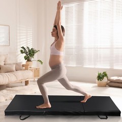 Exercise Floor Mat Tri-Fold 6&prime; x 2&prime; Folding Gymnastics Gym Mat for Yoga Workout
