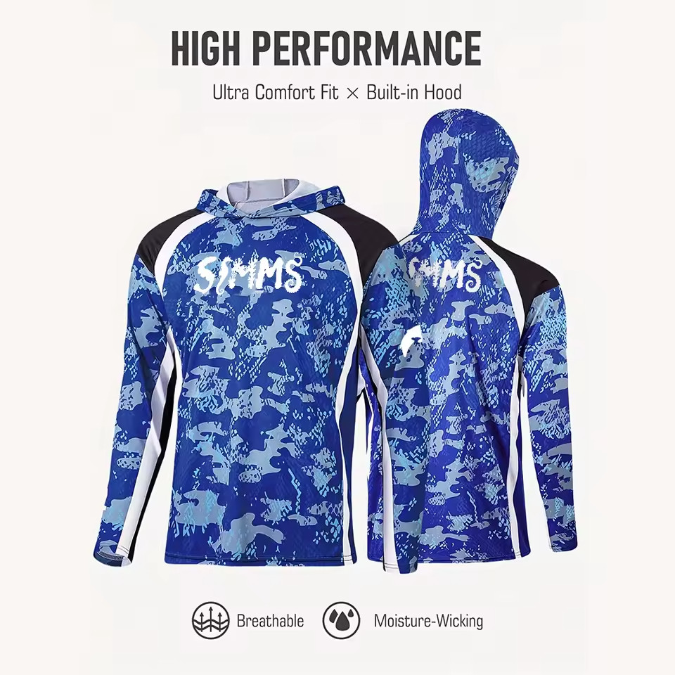 UPF 50+ Men&rsquo;s Fishing Hoodie Shirt UV Sun Protection Quick Dry Tactical Camo Top