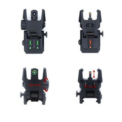 Foldable Iron Sights Flip-up Front and Rear Sight Fiber Optics Dual Aiming Mode