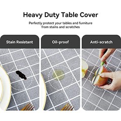 Rectangle Vinyl Tablecloth, 100% Waterproof Oil 54&Prime; x 78&Prime; (Rectangular) Grey