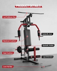 Multifunctional Home Gym Equipment Body Workout Station with Pulley System 400lb