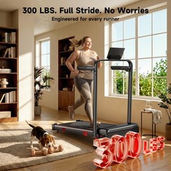 Foldable Walking Pad 16% Incline Treadmill, Max 6.3MPH Electric Running Machine