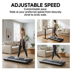 Alvantor Walking Pad Treadmill Ultra-Thin Under Quiet LED Remote Silver