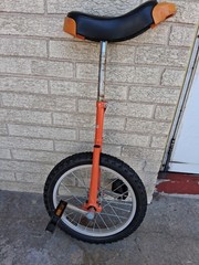 Orange And Black 16&Prime; Unicycle Adjustable Seat 26.5 To 32.5 Unicycle Pre-owned