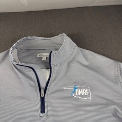 Peter Millar Mens Large Quarter Zip Pullover Blue White Stripe OMRF Performance
