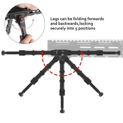 Aluminum 7.5&Prime; – 9&Prime; Hunting Tactical Bipod Lightweight Adjustable For M-LOK Rail