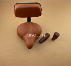 10&Prime; LONG BEACH CRUISER SADDLE W/BACK REST & ARTIFICIAL LEATHER GRIPS IN BROWN.