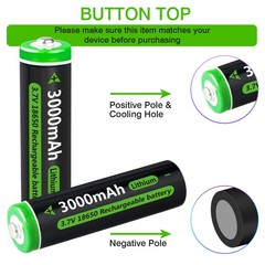 1-100x Button Top 3000mAh Battery 3.7V Rechargeable Batteries Cell f/ Flashlight