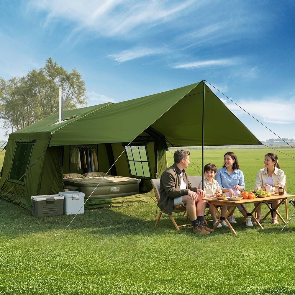 NAIZEA Inflatable Tent with Skylight Blow Up Tents w/Pump Stove Jack 6 Person
