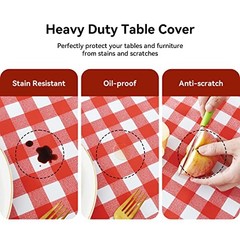 Rectangle Vinyl Tablecloth, 100% 52&Prime; x 70&Prime; (Rectangular) Red and White