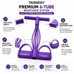 6 Tube Pedal Resistance Band Sit Up Pull Rope Yoga Fitness Exercise Equipment UK