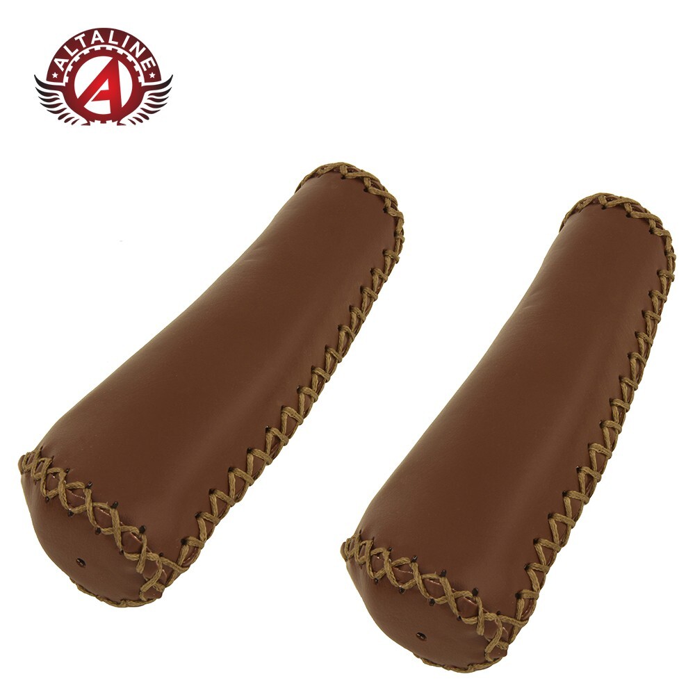 ALTA Bicycle Grips Long 131mm Artificial Leather Brown Black (22.2mm) Diameter