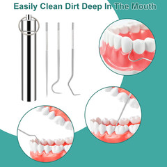 3 Pieces 2 Set Metal Toothpicks Kit, Reusable Toothpick Holder Portable Stainles