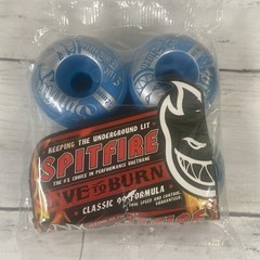 Spitfire Live To Burn 52mm Skateboard Wheels 99A Blue Silver Set of 4 New