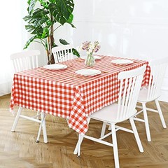 Rectangle Vinyl Tablecloth, 100% 52&Prime; x 70&Prime; (Rectangular) Red and White