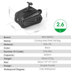 WEST BIKING Bicycle Saddle Bag Waterproof Road Bike MTB Cycling Seat Tail Bag