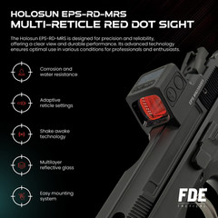 Holosun EPS-RD-MRS Red 2MOA Dot Multi-Reticle Aluminum Shake Awake Pistol, Black