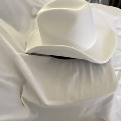 White Western Cowboy Hat 65% Polyester 35% Cotton Blend Made in China