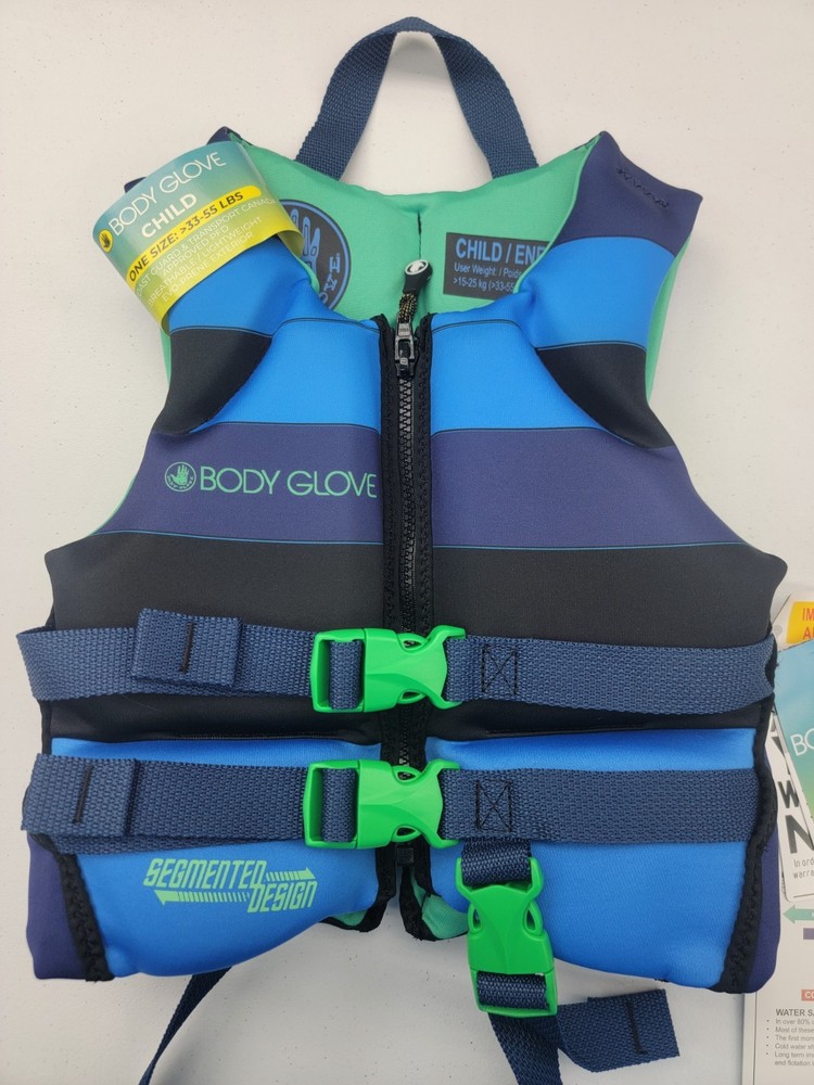 Body Glove PFD Life vest Youth Child Boy&rsquo;s 33-55 pounds, Blue Black Green NEW