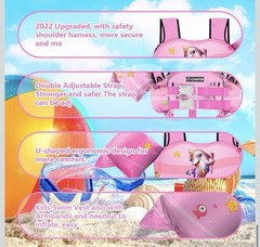 Chriffer*Kids Swim Vest Life Jacket* 30-55 Pounds* Boys|Girls*Pink Dolphin*NEW*
