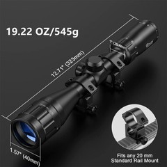 3-9X40AO Hunting Tactical Rifle Scope Crosshair Mil-Dot Reticle with 20mm Mounts