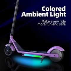 Electric Scooter Kids Ages 6-12 Adjustable Height 150W 3 Speed E-Scooter w/ LED