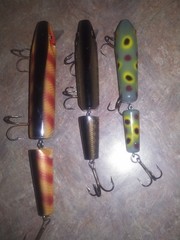 2 DALE WILEY MUSKY KING 9 & 7&Prime; JNTD. LSC MUSKY FISHING LURE CRANK BAIT + UNKNOWN