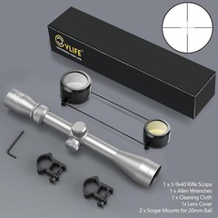 3-9×40 Hunting Rifle Scope Crosshair R4 Reticle Optical Scope with 1&Prime; Tube Rings