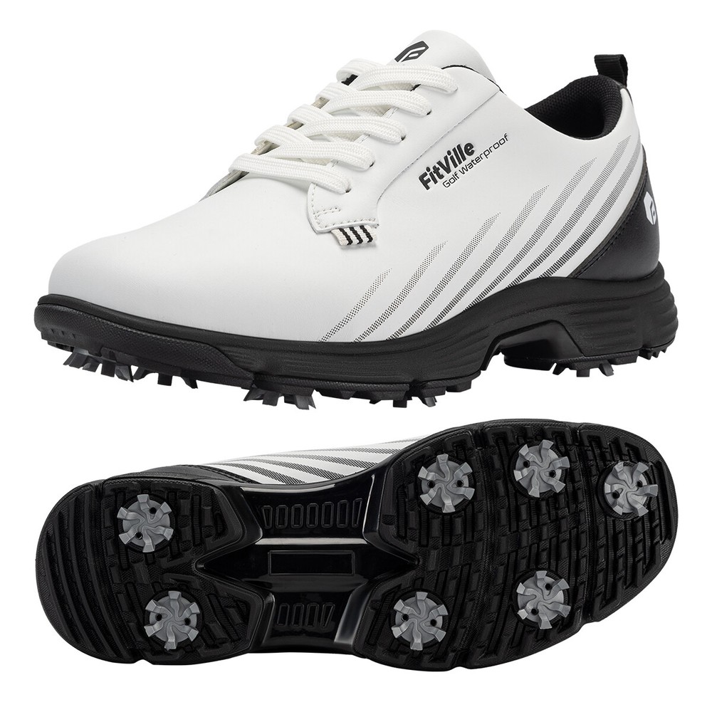FitVille Men&rsquo;s Spiked Golf Shoes Waterproof Lightweight w/ Removable Spikes