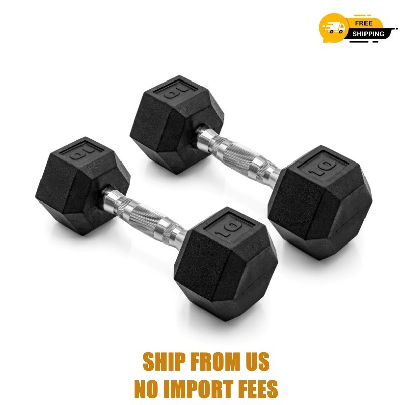 CAP Barbell, 10lb Coated Rubber Hex Dumbbell, Pair (No-Roll Design, Ergonomic St