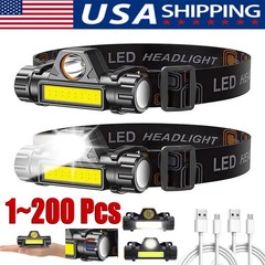 USB Rechargeable Waterproof LED Headlamp Headlight Head Light Flashlight LOT