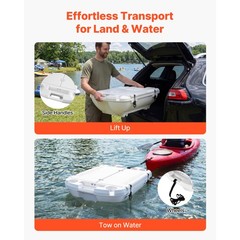 Uimoso 40QT Floating Cooler Ice ChestDual-Sided Lids for Water Land & Lake White